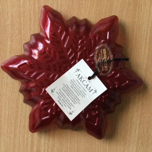 Akcam Turkish Vintage Christmas Red Snowflake Glass Dessert Plate Handmade 6.25" - Picture 5 of 5